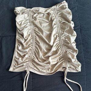 Forever 21 Light Gold Rutched Mini Skirt